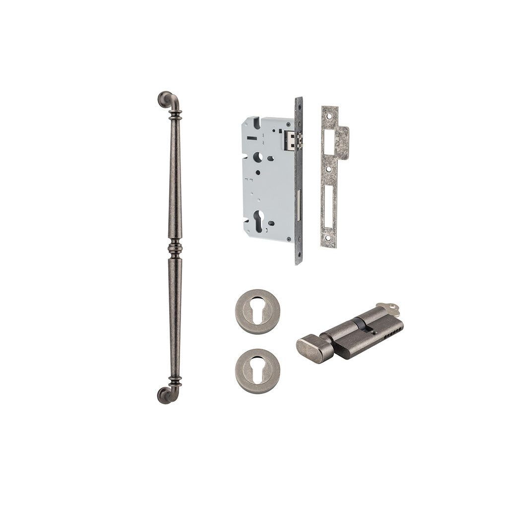 Sarlat Pull Handle Distressed Nickel / 600mm / Entrance Kit (Key-Thumb)