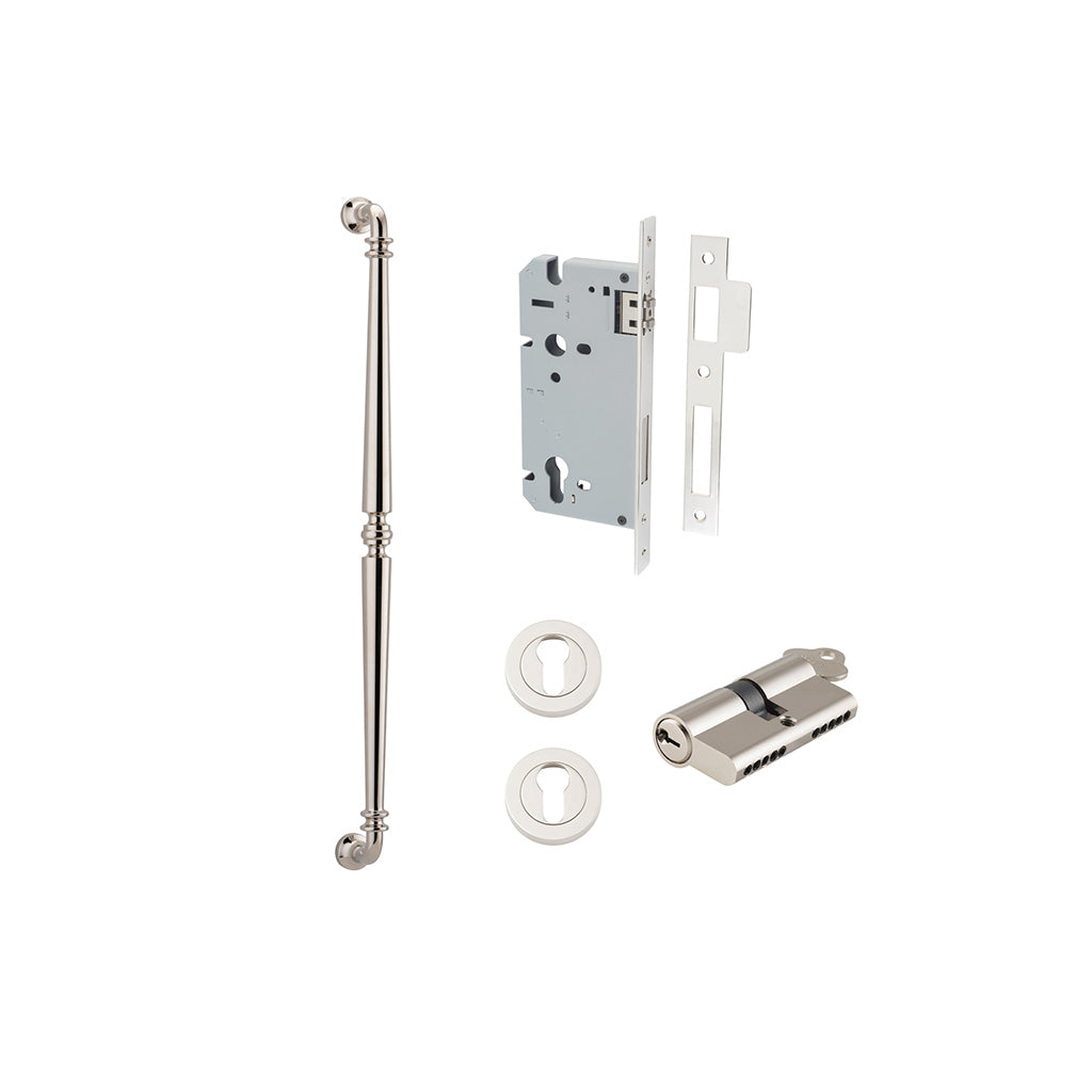 Sarlat Pull Handle Polished Nickel / 600mm / Entrance Kit Dual Function (Key-Key)