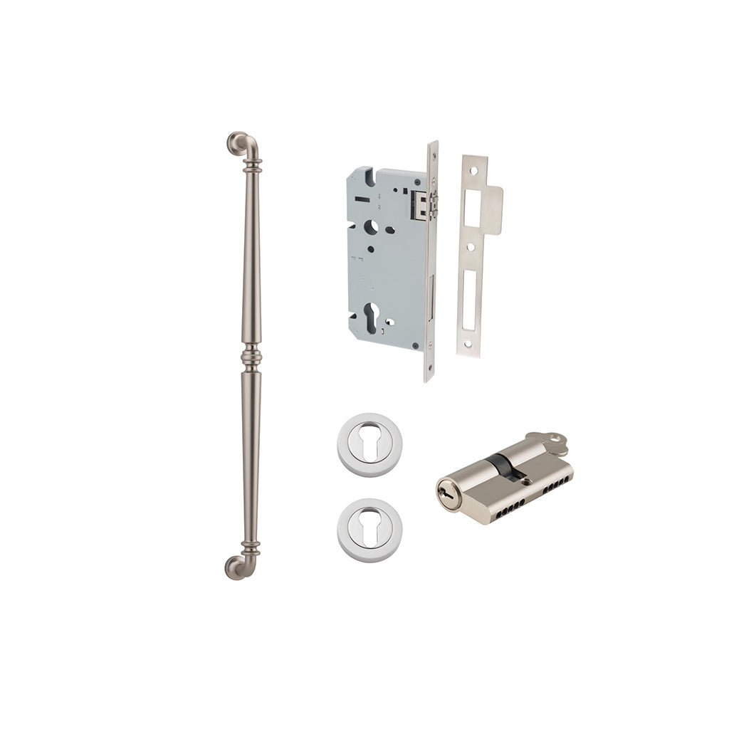 Sarlat Pull Handle Satin Nickel / 600mm / Entrance Kit Dual Function (Key-Key)