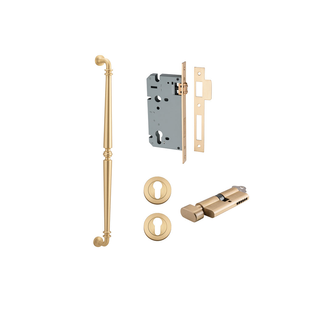 Sarlat Pull Handle Brushed Brass / 600mm / Entrance Kit (Key-Thumb)
