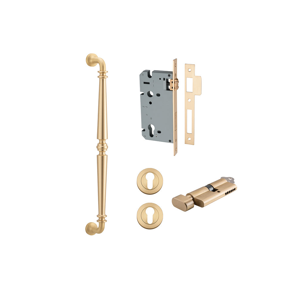 Sarlat Pull Handle Brushed Brass / 450mm / Entrance Kit (Key-Thumb)