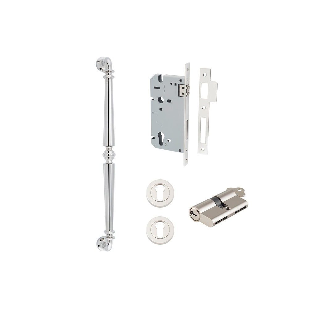 Sarlat Pull Handle Polished Nickel / 450mm / Entrance Kit Dual Function (Key-Key)