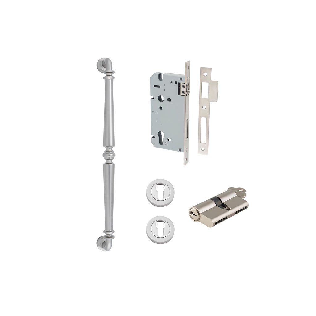 Sarlat Pull Handle Satin Nickel / 450mm / Entrance Kit Dual Function (Key-Key)