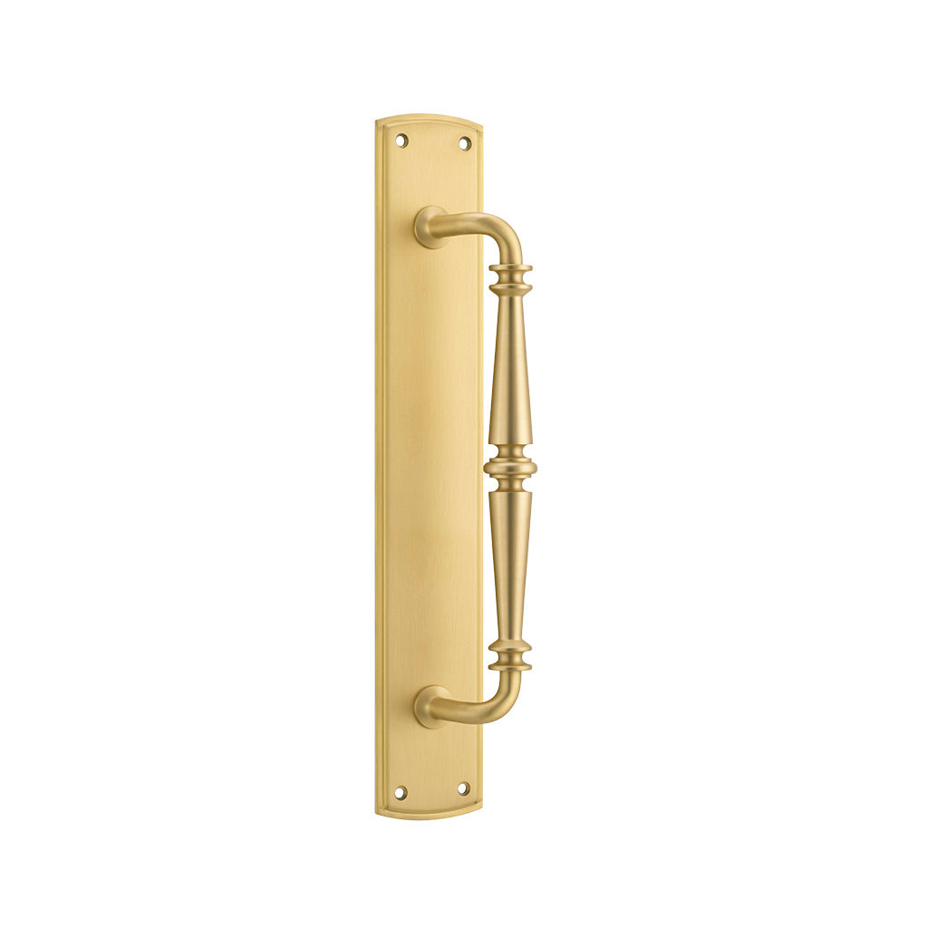 Sarlat Pull Handle on Backplate Brushed Gold PVD / 257mm