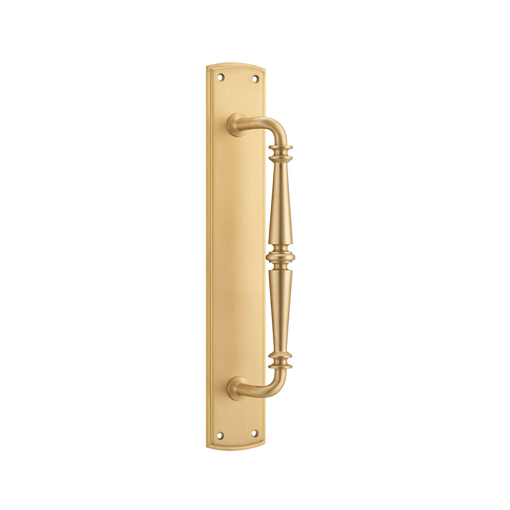 Sarlat Pull Handle on Backplate Brushed Brass / 257mm