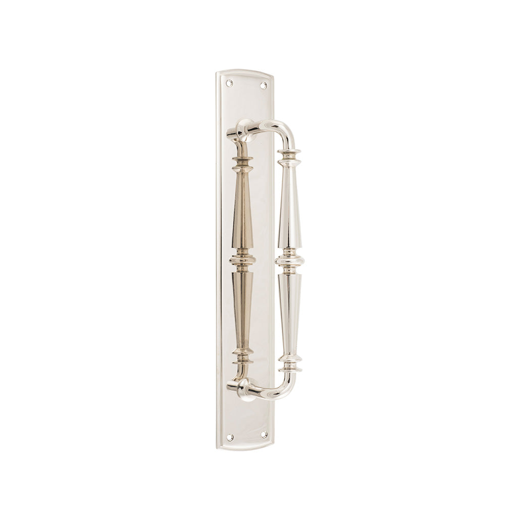 Sarlat Pull Handle on Backplate Polished Nickel / 257mm