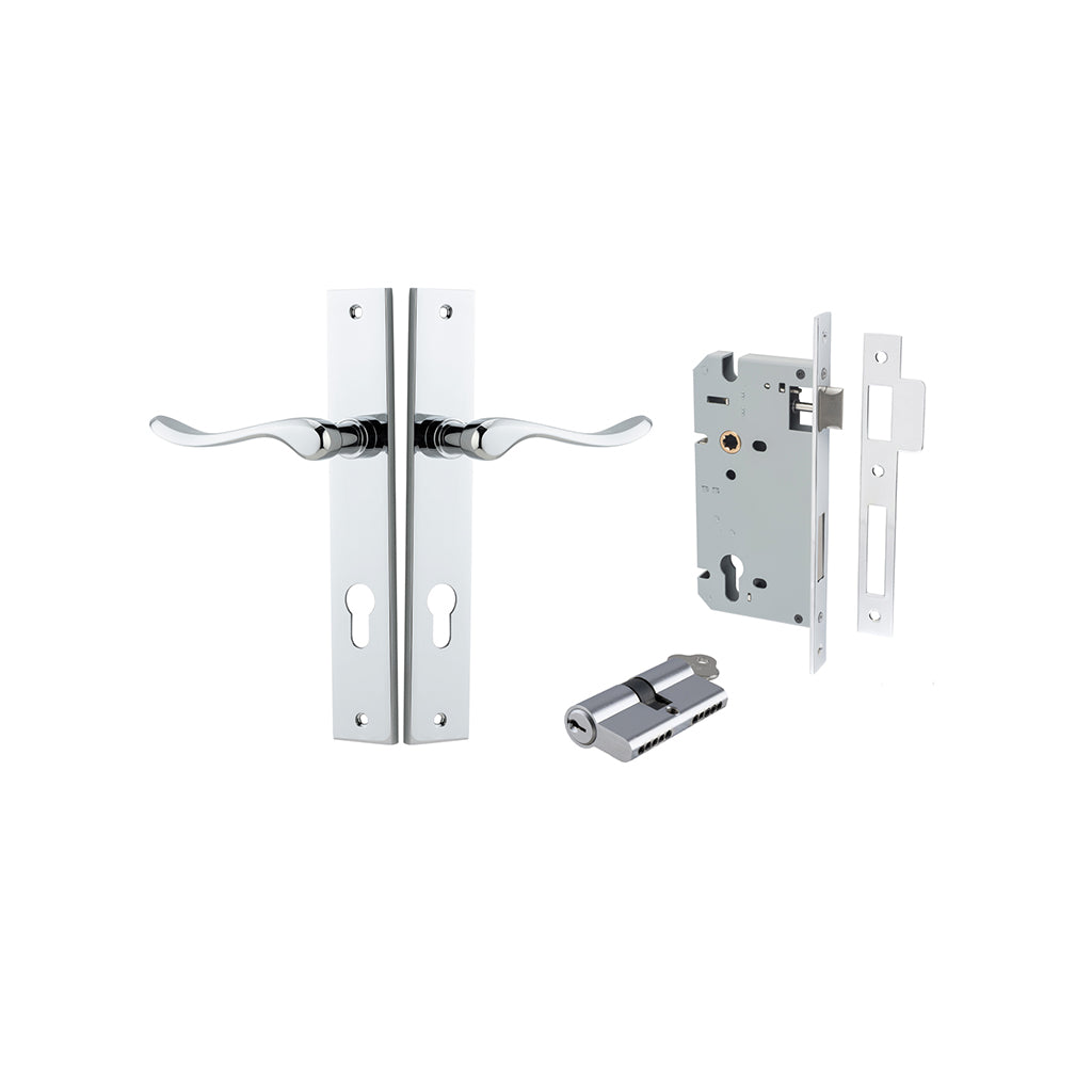 Stirling Lever - Rectangular Backplate Polished Chrome / Entrance / Entrance Kit Dual Function (Key-Key)