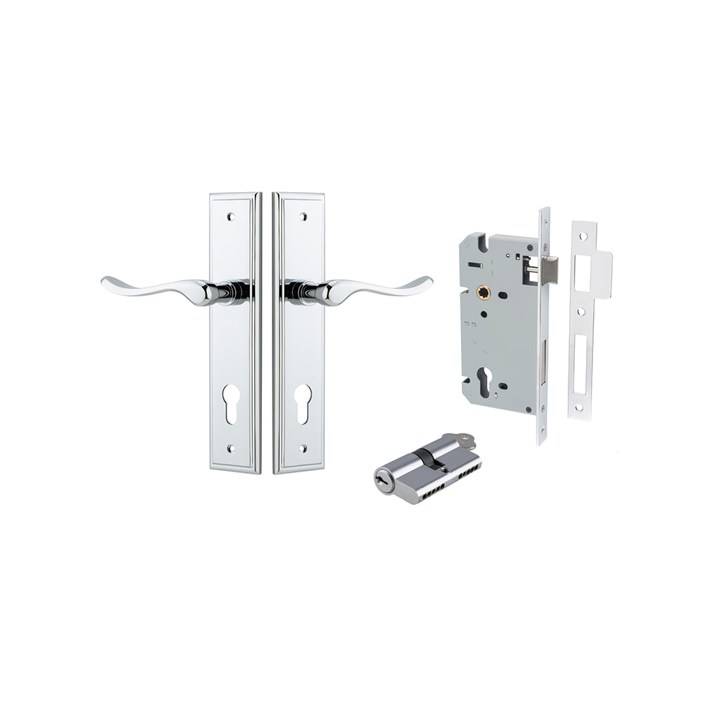 Stirling Lever - Stepped Backplate Polished Chrome / Entrance / Entrance Kit Dual Function (Key-Key)
