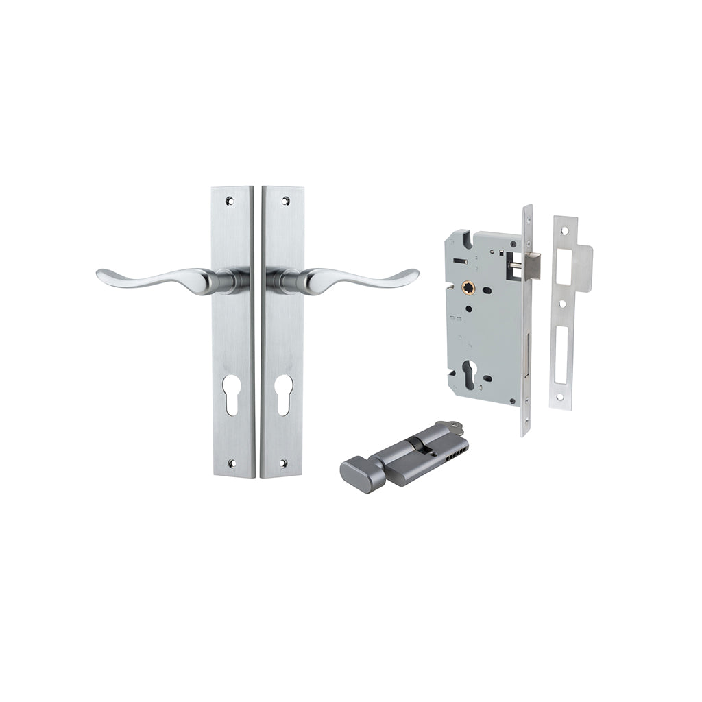 Stirling Lever - Rectangular Backplate Brushed Chrome / Entrance / Entrance Kit (Key-Thumb)