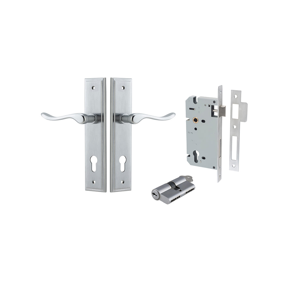 Stirling Lever - Stepped Backplate Brushed Chrome / Entrance / Entrance Kit Dual Function (Key-Key)