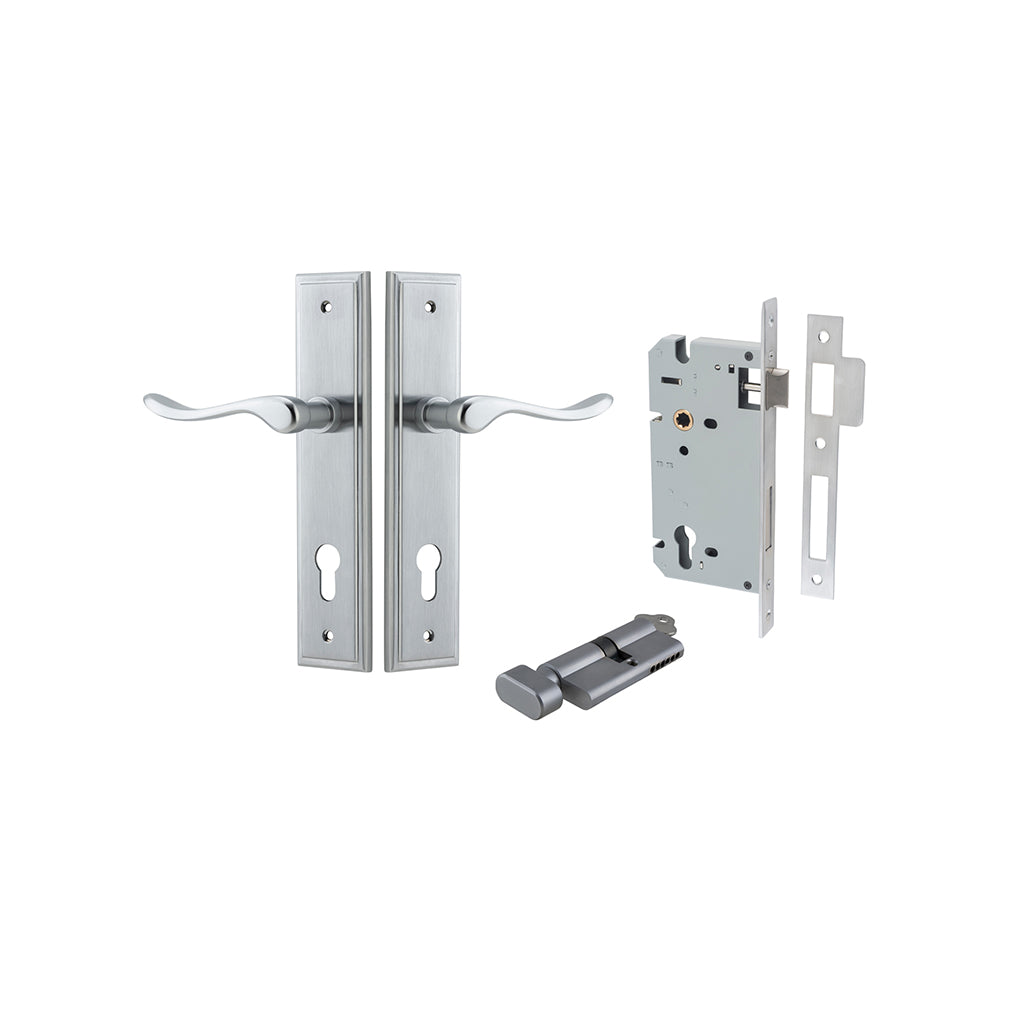 Stirling Lever - Stepped Backplate Brushed Chrome / Entrance / Entrance Kit (Key-Thumb)