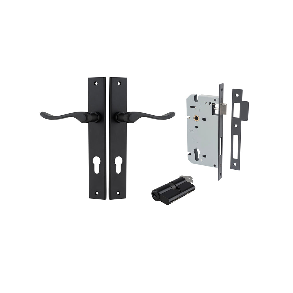 Stirling Lever - Rectangular Backplate Matt Black / Entrance / Entrance Kit Dual Function (Key-Key)