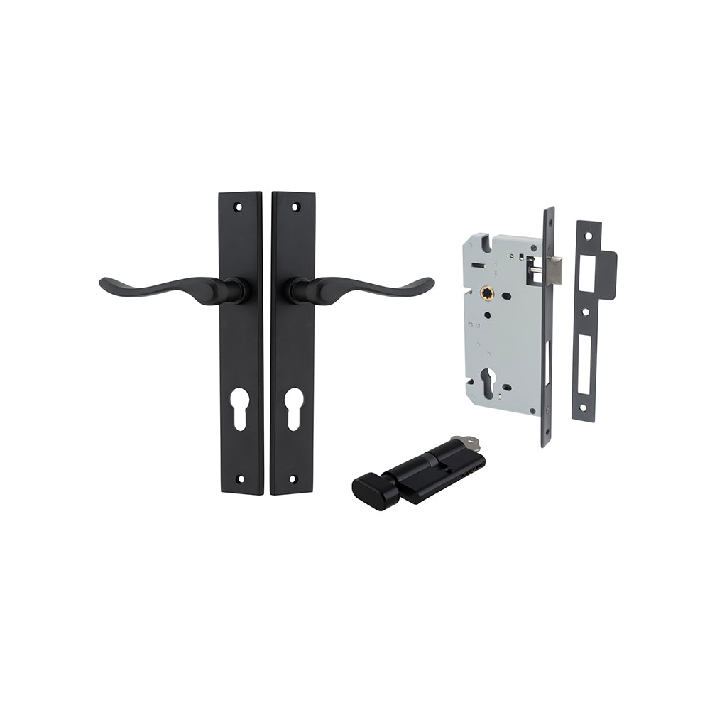 Stirling Lever - Rectangular Backplate Matt Black / Entrance / Entrance Kit (Key-Thumb)