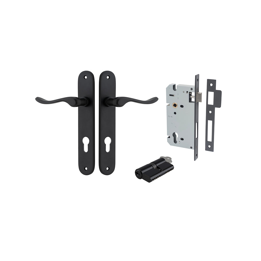 Stirling Lever - Oval Backplate Matt Black / Entrance / Entrance Kit Dual Function (Key-Key)