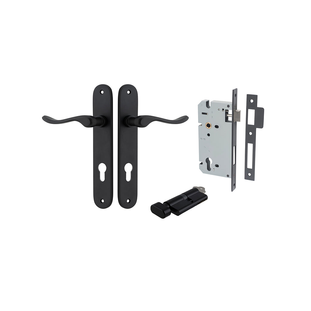 Stirling Lever - Oval Backplate Matt Black / Entrance / Entrance Kit (Key-Thumb)