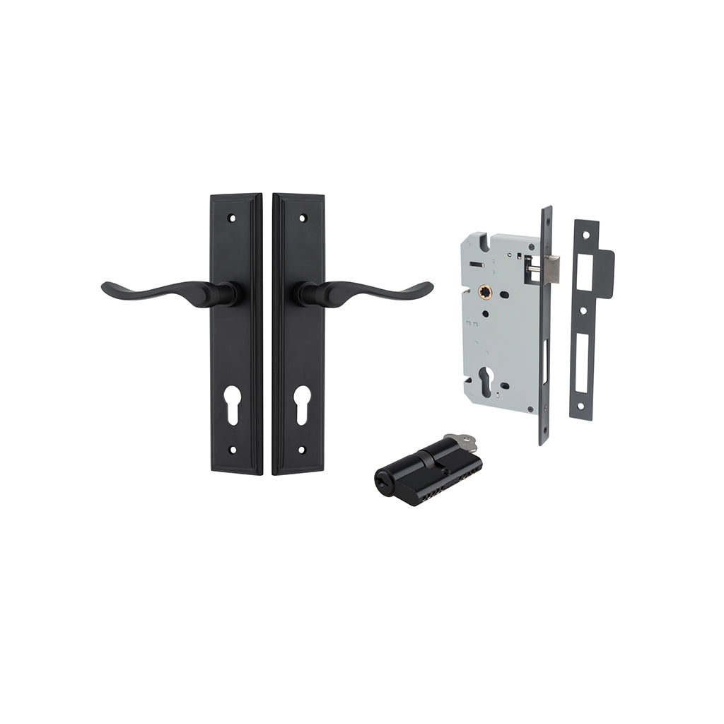 Stirling Lever - Stepped Backplate Matt Black / Entrance / Entrance Kit Dual Function (Key-Key)