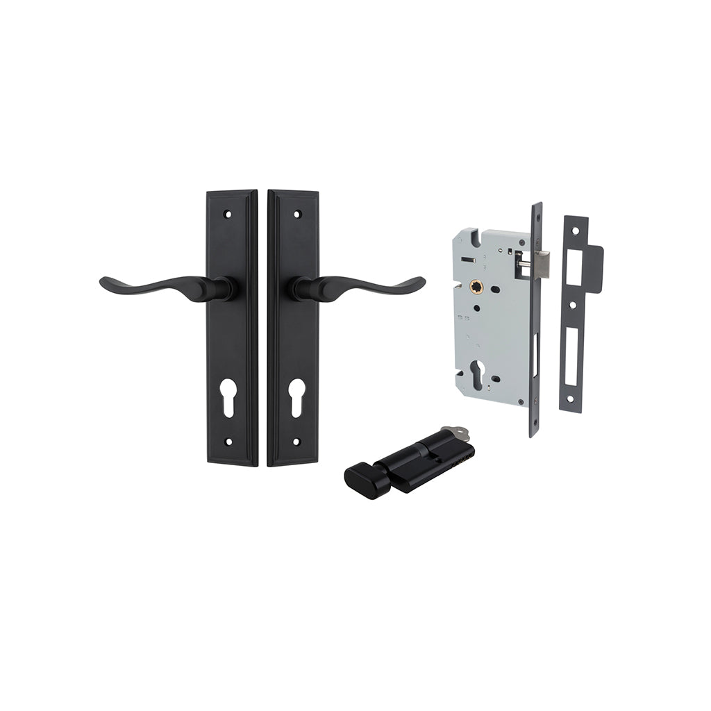 Stirling Lever - Stepped Backplate Matt Black / Entrance / Entrance Kit (Key-Thumb)