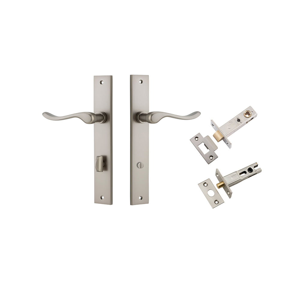 Stirling Lever - Rectangular Backplate Satin Nickel / Privacy / Separate Privacy Kit