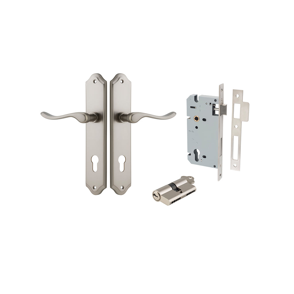 Stirling Lever - Shouldered Backplate Satin Nickel / Entrance / Entrance Kit Dual Function (Key-Key)