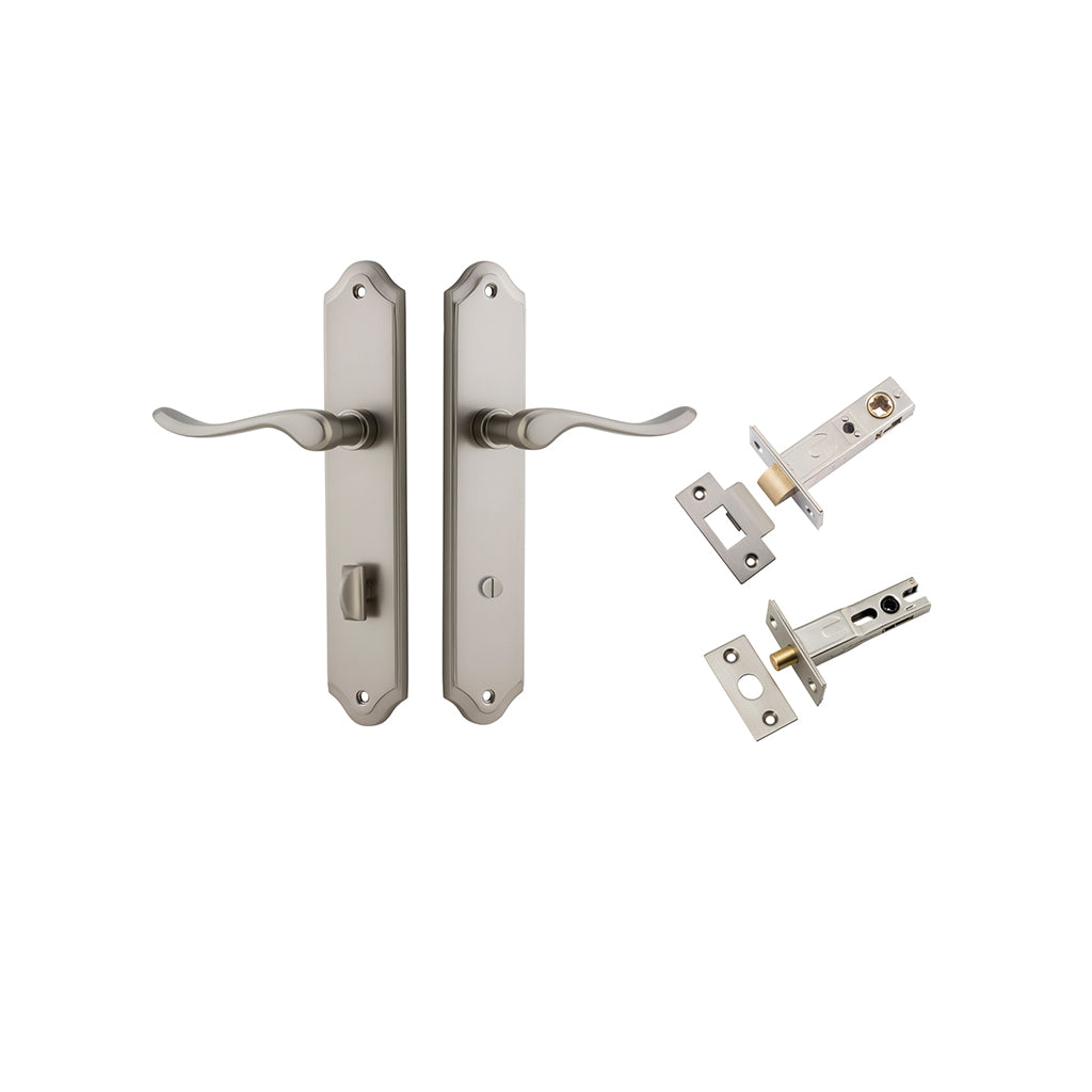 Stirling Lever - Shouldered Backplate Satin Nickel / Privacy / Separate Privacy Kit