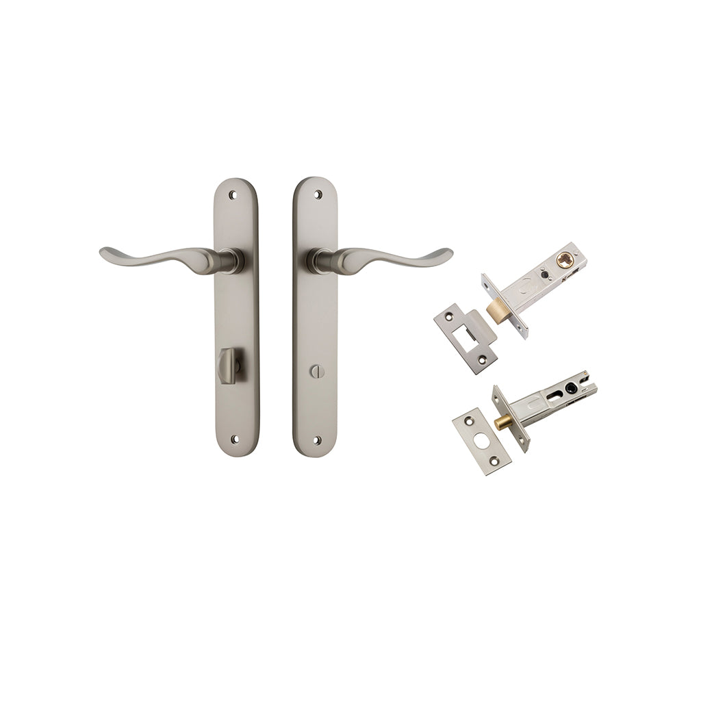 Stirling Lever - Oval Backplate Satin Nickel / Privacy / Separate Privacy Kit