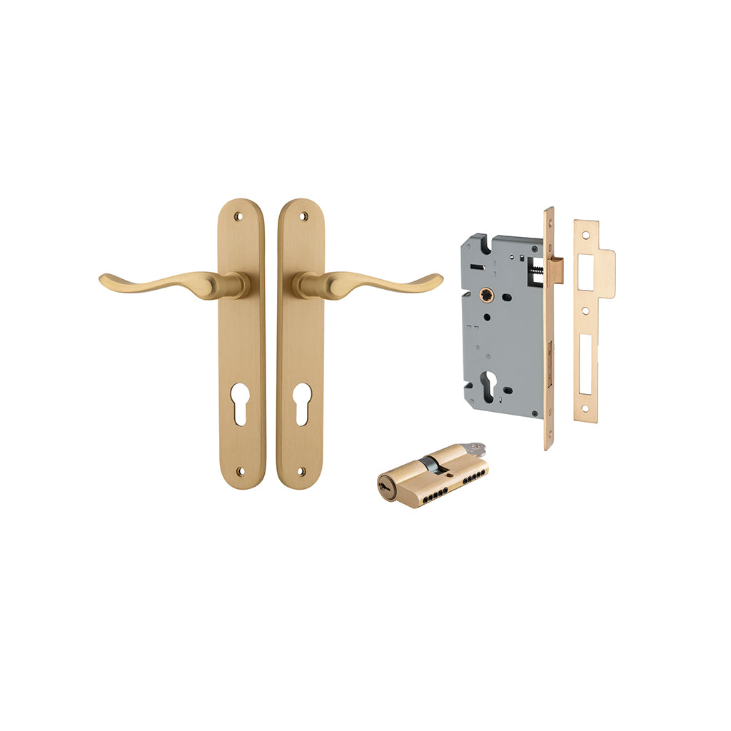 Stirling Lever - Oval Backplate Brushed Brass / Entrance / Entrance Kit Dual Function (Key-Key)