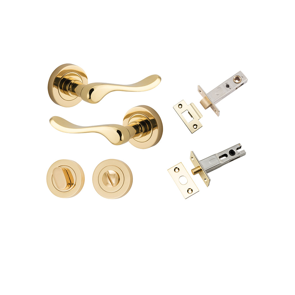 Stirling Lever - Round Rose Polished Brass / Privacy / Separate Privacy Kit