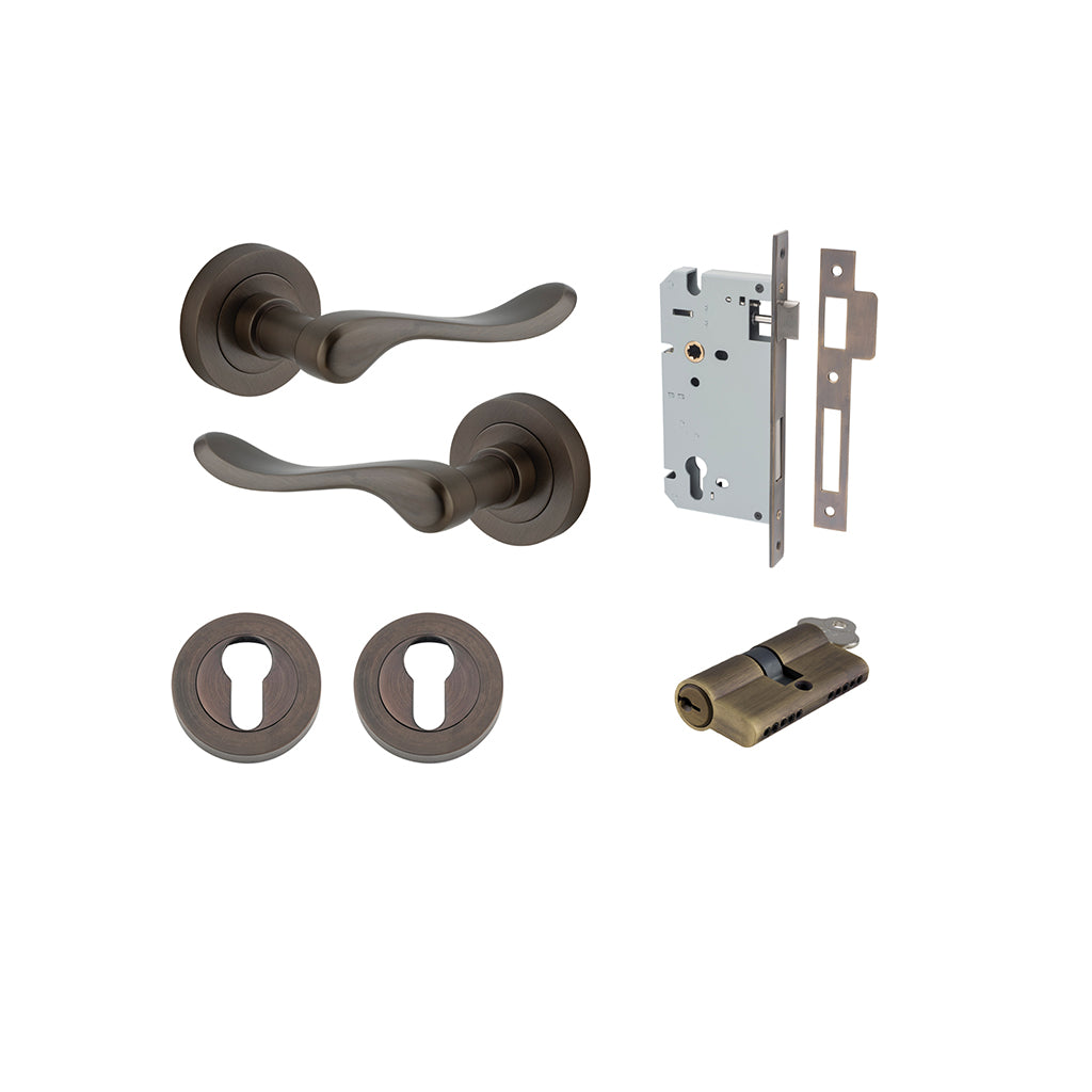 Stirling Lever - Round Rose Signature Brass / Entrance / Entrance Kit Dual Function (Key-Key)