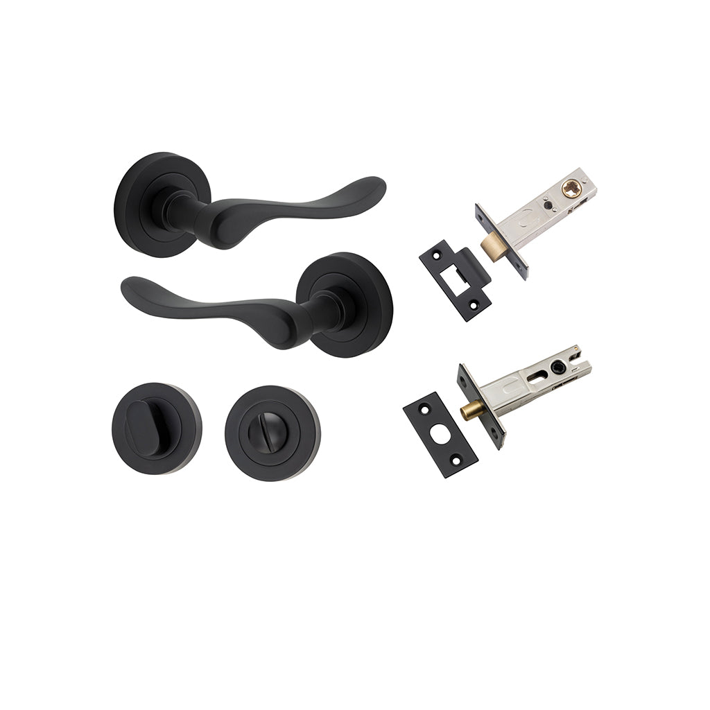 Stirling Lever - Round Rose Matt Black / Privacy / Separate Privacy Kit