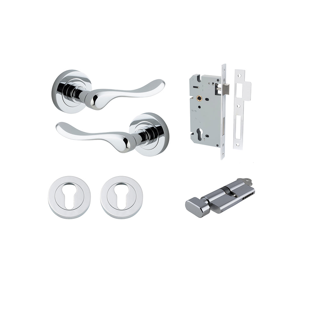 Stirling Lever - Round Rose Polished Chrome / Entrance / Entrance Kit (Key-Thumb)