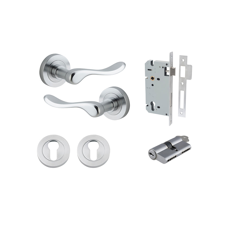 Stirling Lever - Round Rose Brushed Chrome / Entrance / Entrance Kit Dual Function (Key-Key)