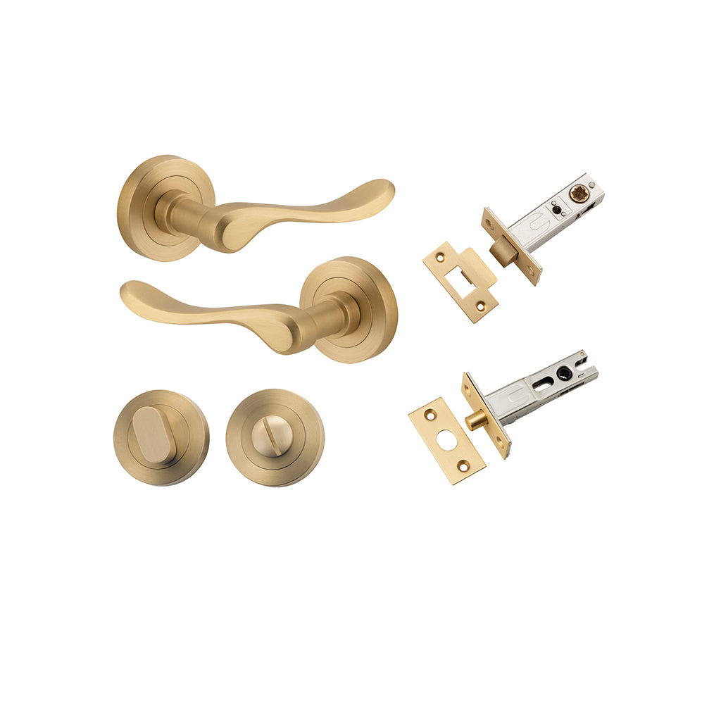 Stirling Lever - Round Rose Brushed Brass / Privacy / Separate Privacy Kit