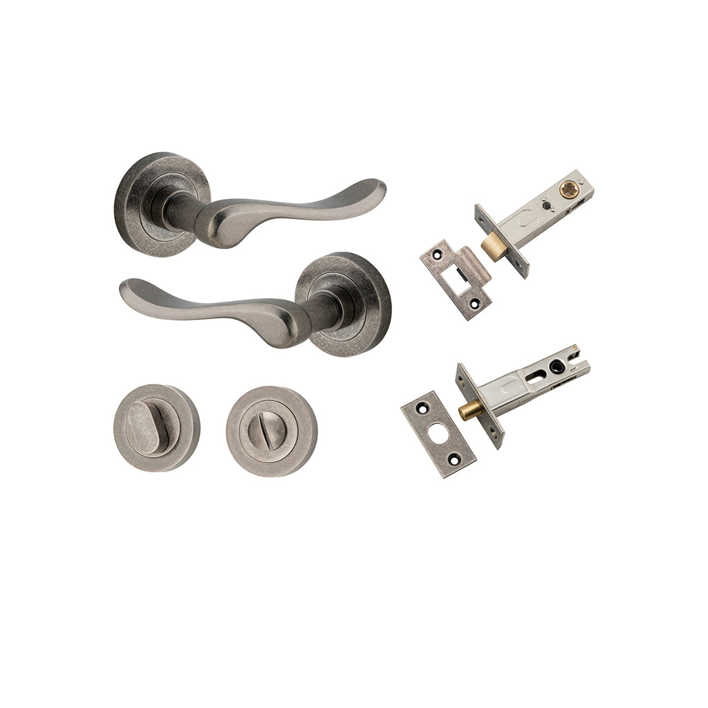 Stirling Lever - Round Rose Distressed Nickel / Privacy / Separate Privacy Kit