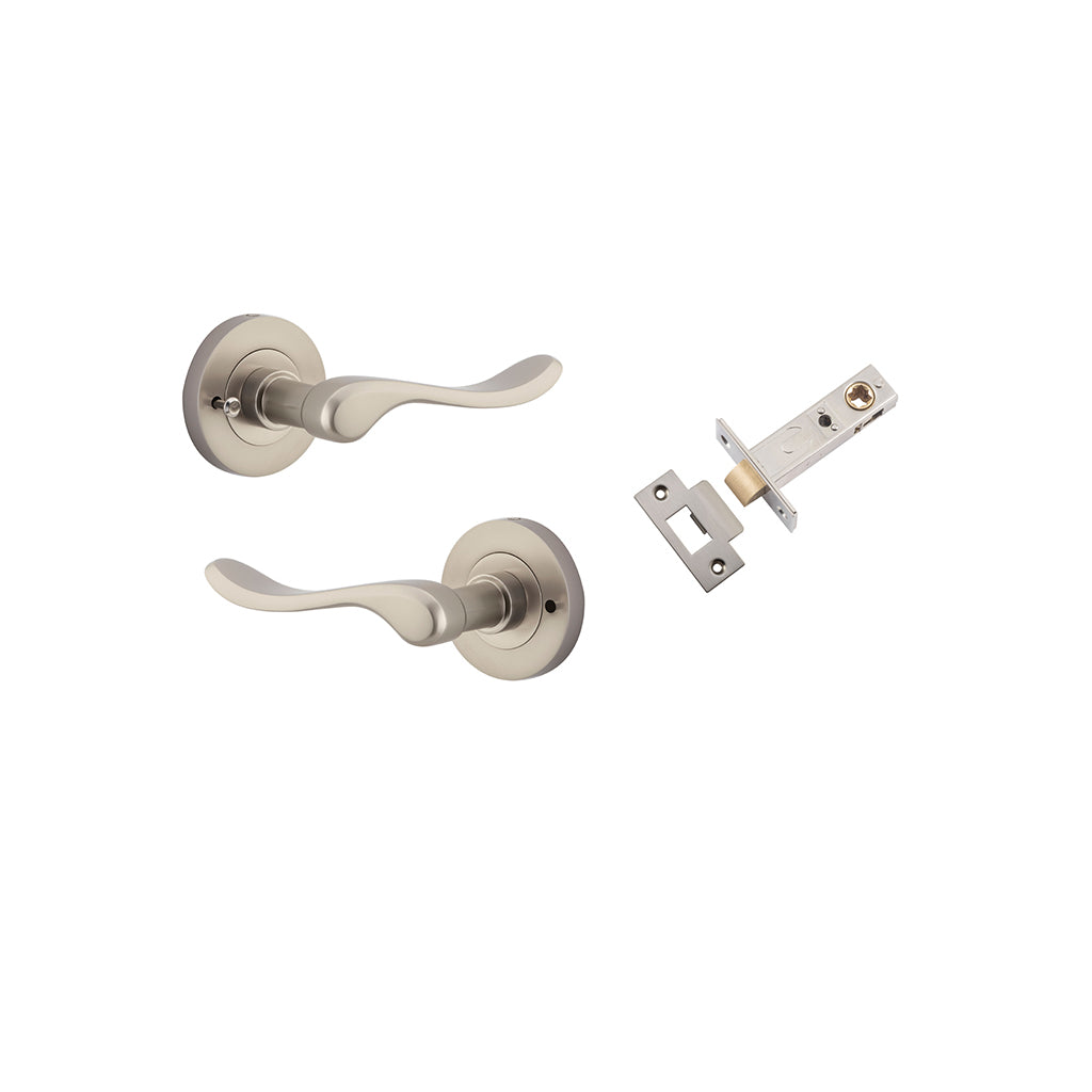 Stirling Lever - Round Rose Satin Nickel / Privacy / Inbuilt Privacy Kit