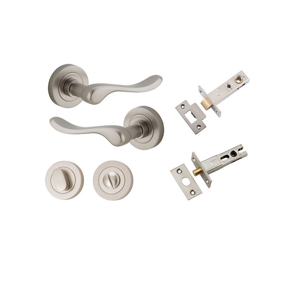 Stirling Lever - Round Rose Satin Nickel / Privacy / Separate Privacy Kit