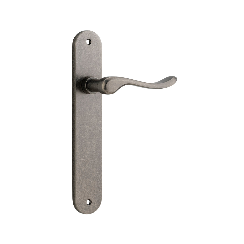 Stirling Lever - Oval Backplate Distressed Nickel / Passage / Lever Set Only