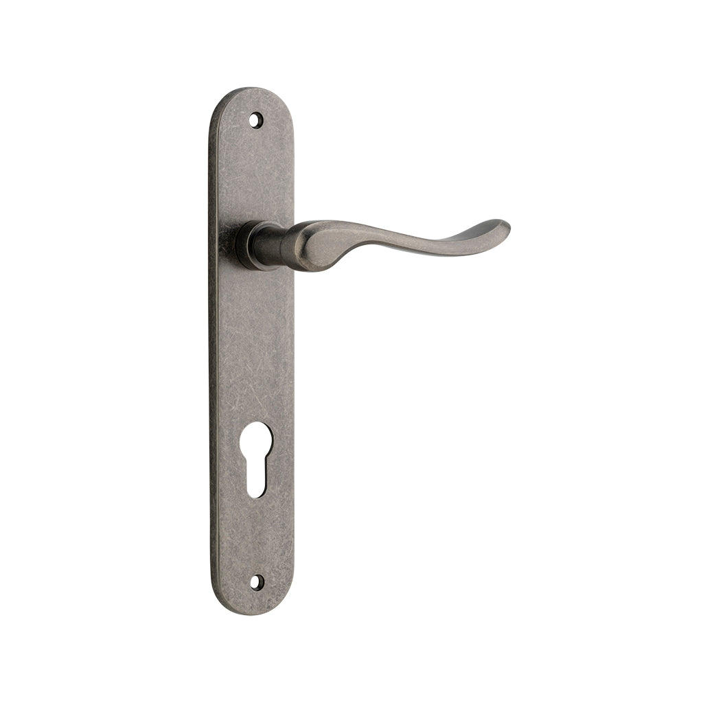 Stirling Lever - Oval Backplate Distressed Nickel / Entrance / Lever Set Only