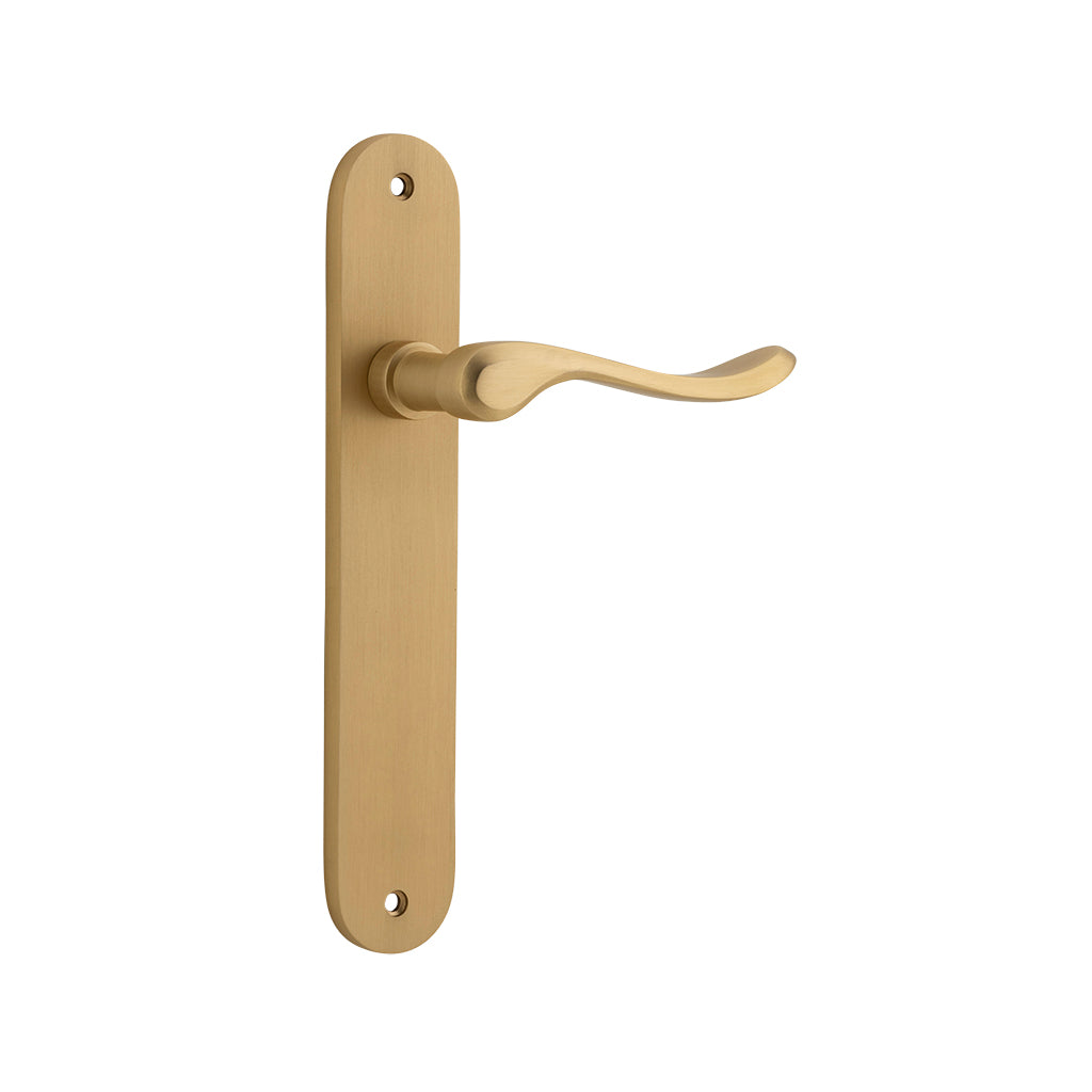 Stirling Lever - Oval Backplate Brushed Brass / Passage / Lever Set Only
