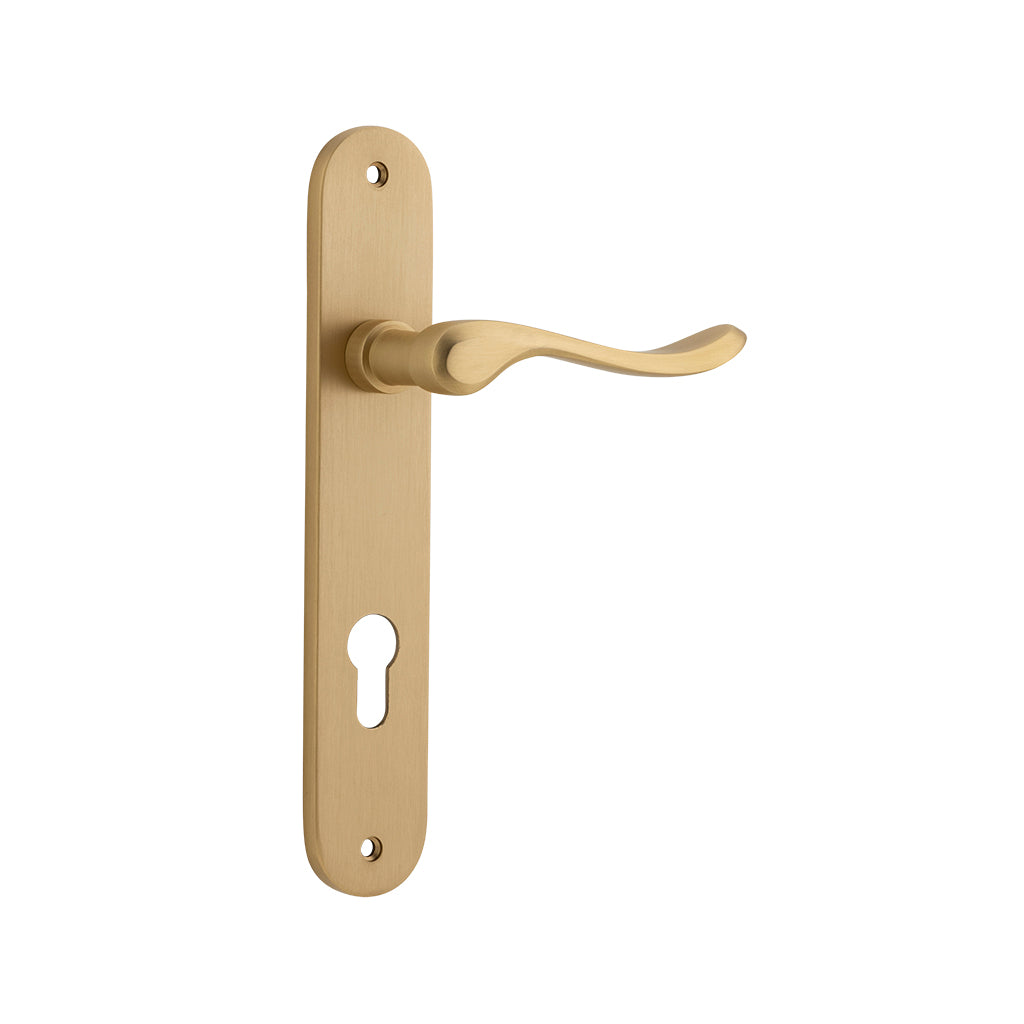Stirling Lever - Oval Backplate Brushed Brass / Entrance / Lever Set Only