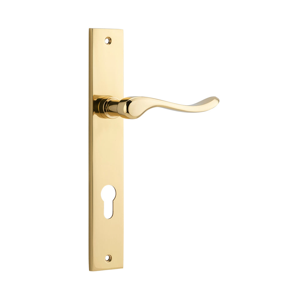 Stirling Lever - Rectangular Backplate Polished Brass / Entrance / Lever Set Only