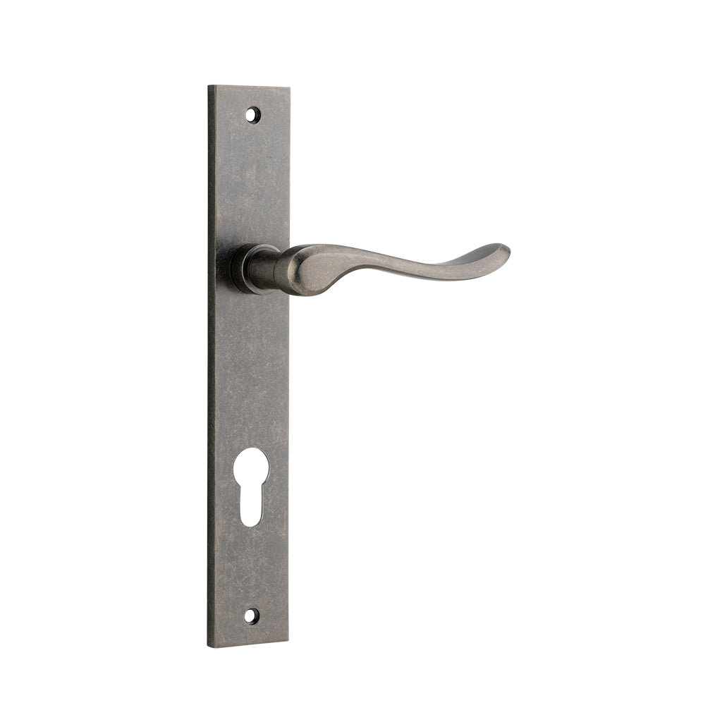 Stirling Lever - Rectangular Backplate Distressed Nickel / Entrance / Lever Set Only