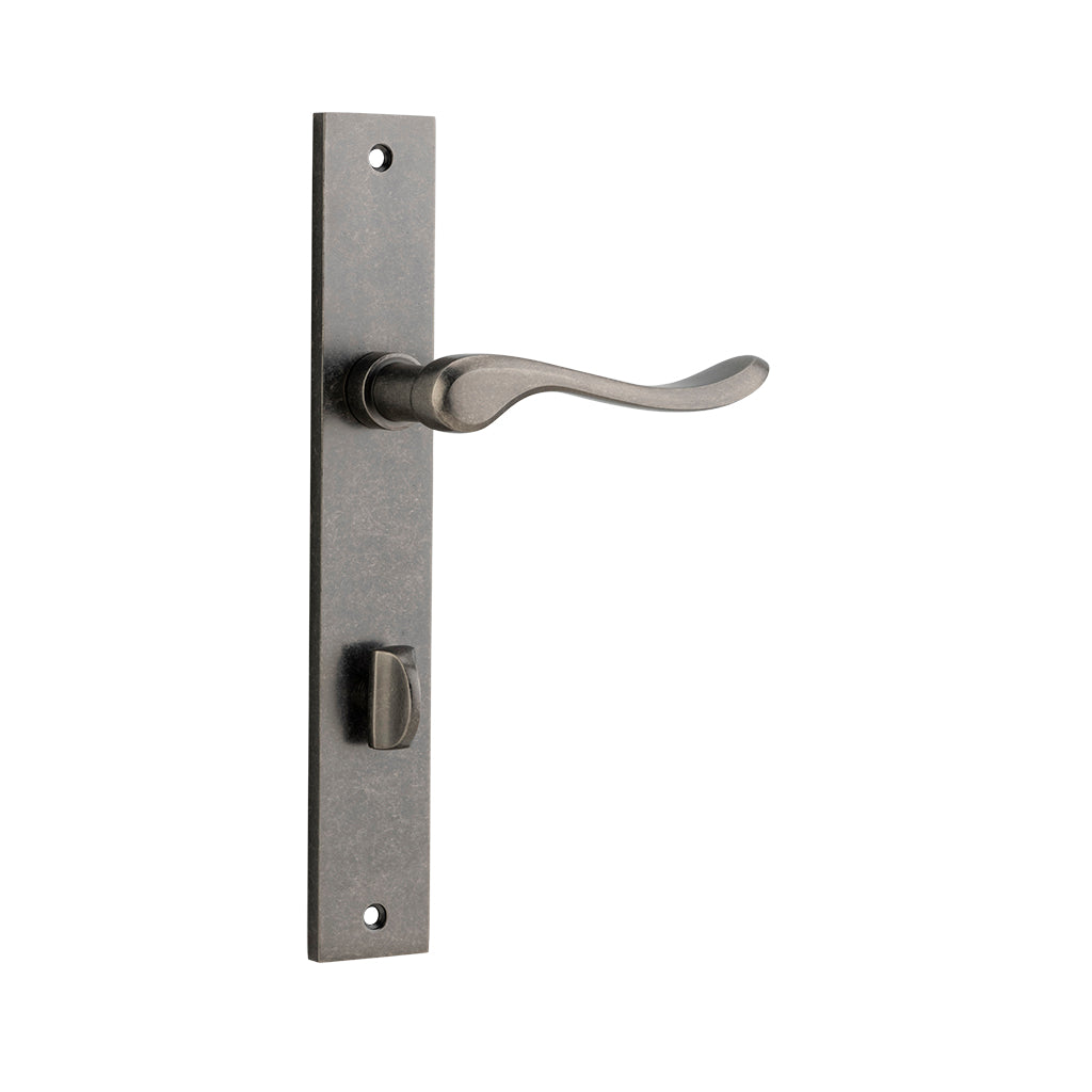 Stirling Lever - Rectangular Backplate Distressed Nickel / Privacy / Lever Set Only