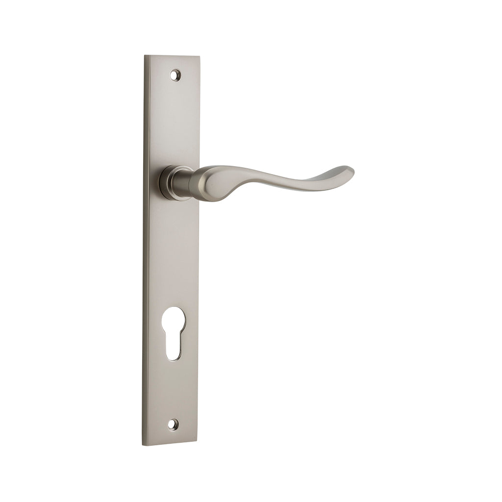Stirling Lever - Rectangular Backplate Satin Nickel / Entrance / Lever Set Only