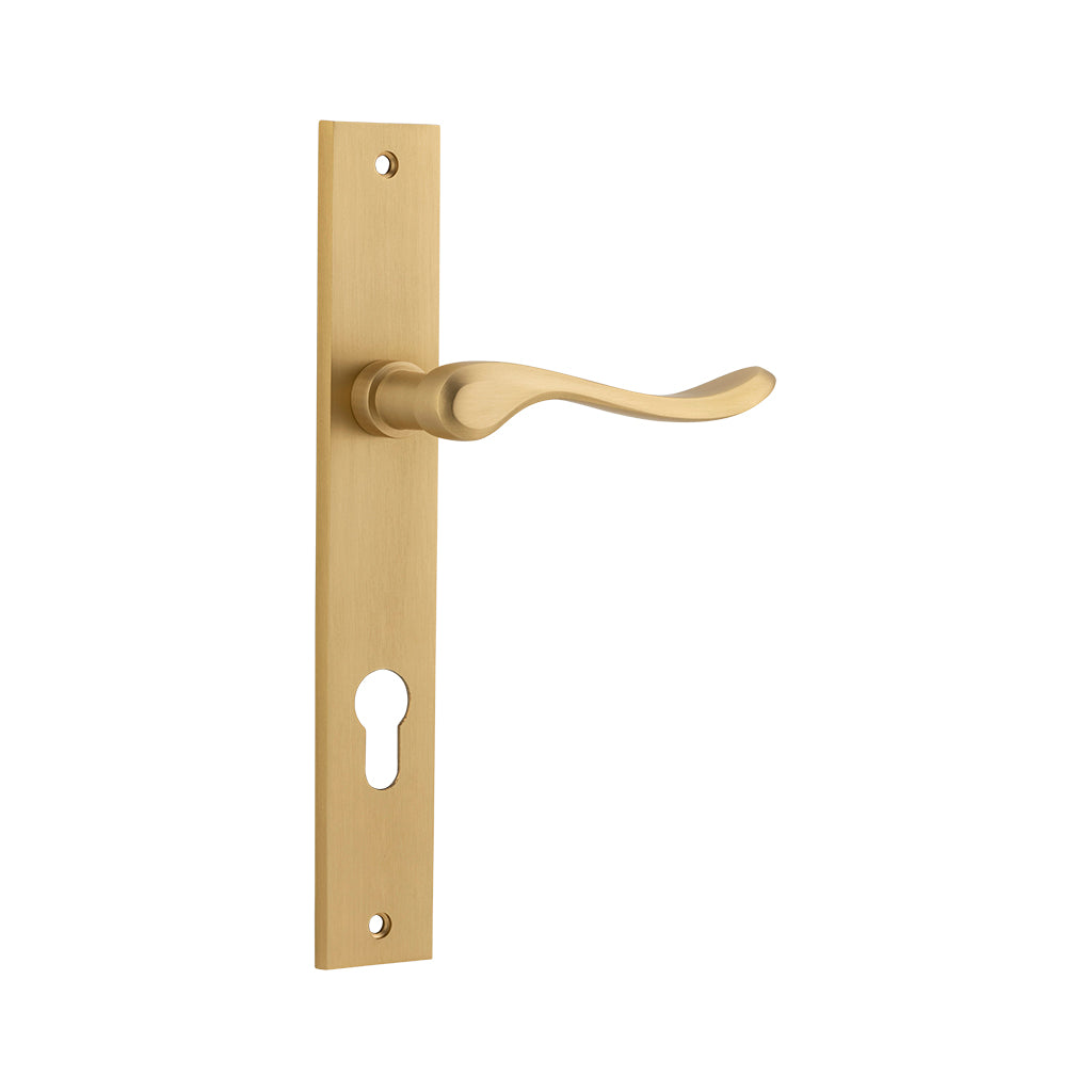 Stirling Lever - Rectangular Backplate Brushed Brass / Entrance / Lever Set Only