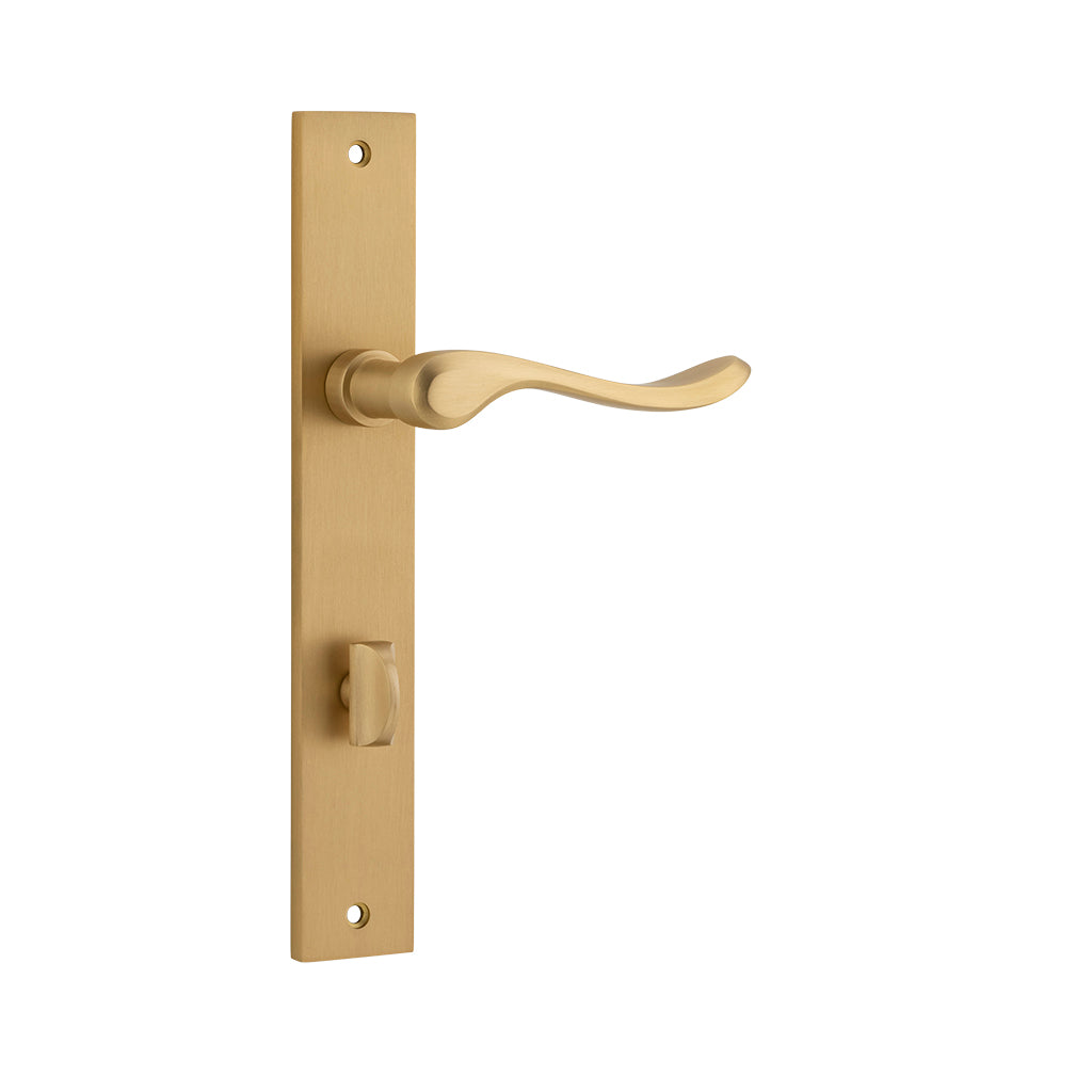 Stirling Lever - Rectangular Backplate Brushed Brass / Privacy / Lever Set Only