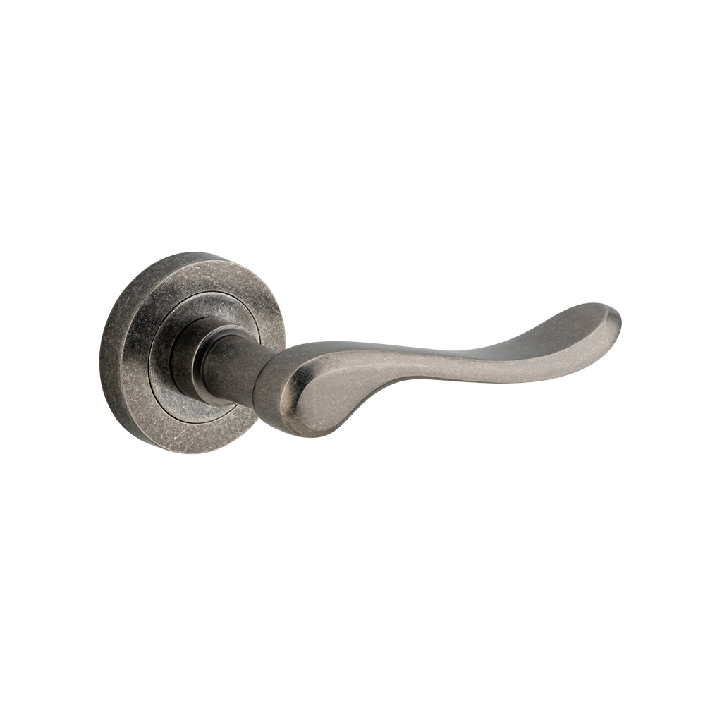 Stirling Lever - Round Rose Distressed Nickel / Passage / Lever Set Only