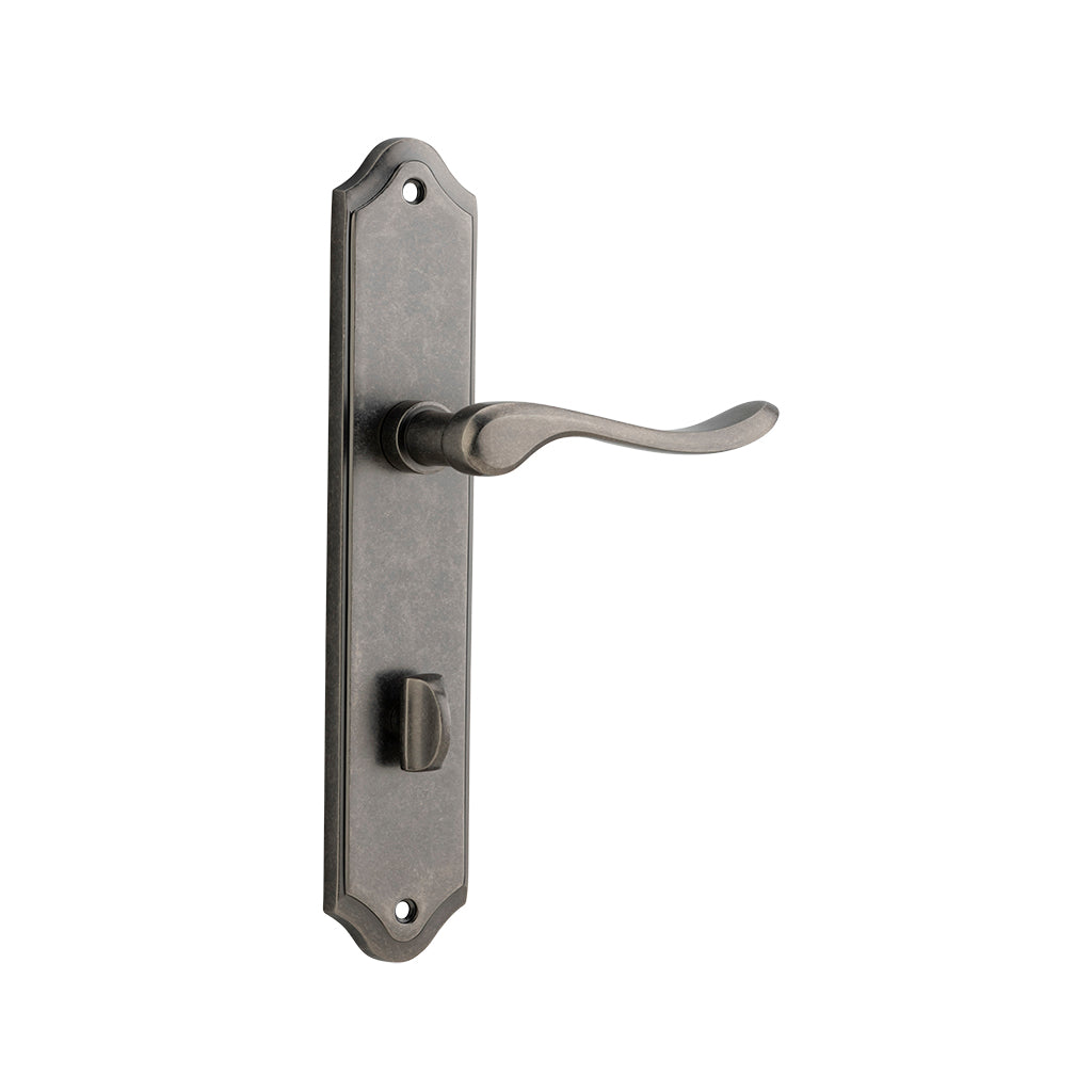 Stirling Lever - Shouldered Backplate Distressed Nickel / Privacy / Lever Set Only