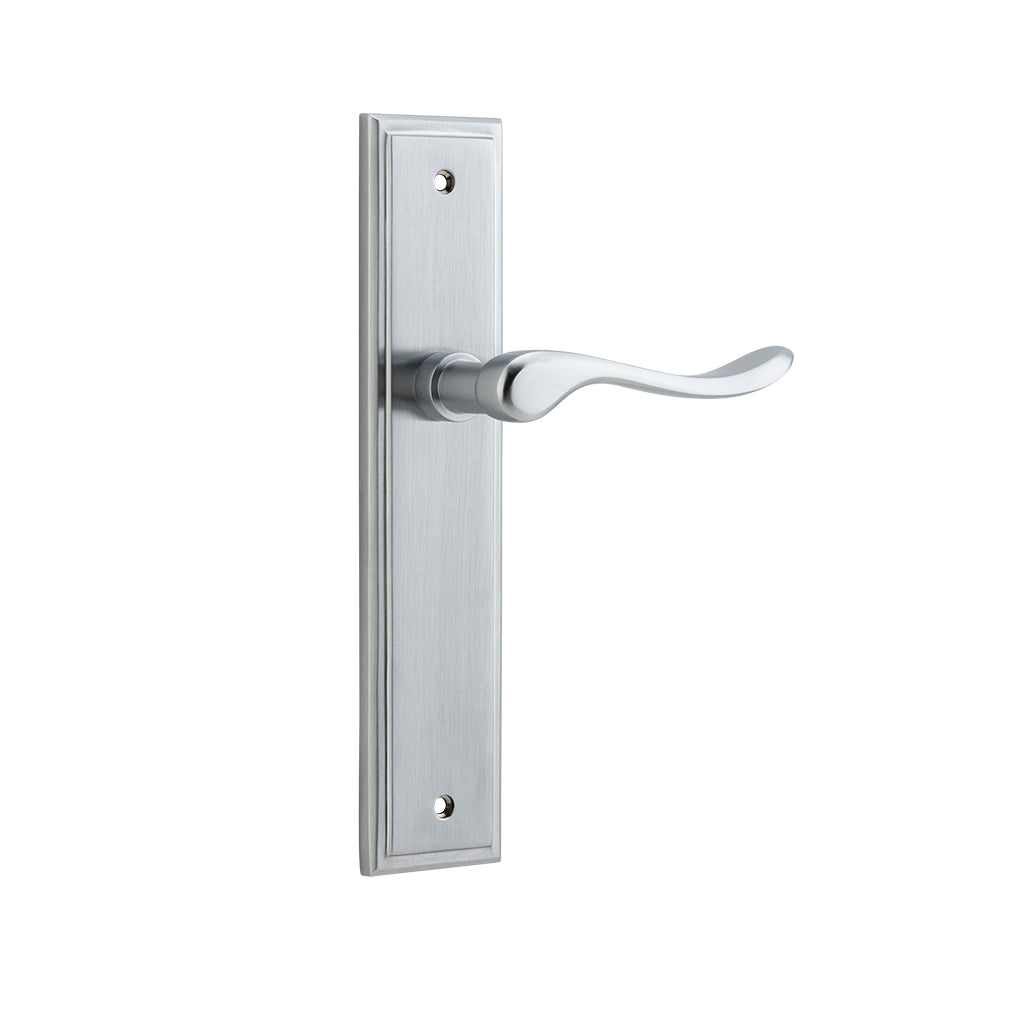Stirling Lever - Stepped Backplate Brushed Chrome / Passage / Lever Set Only