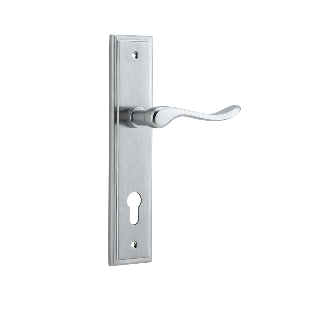 Stirling Lever - Stepped Backplate Brushed Chrome / Entrance / Lever Set Only