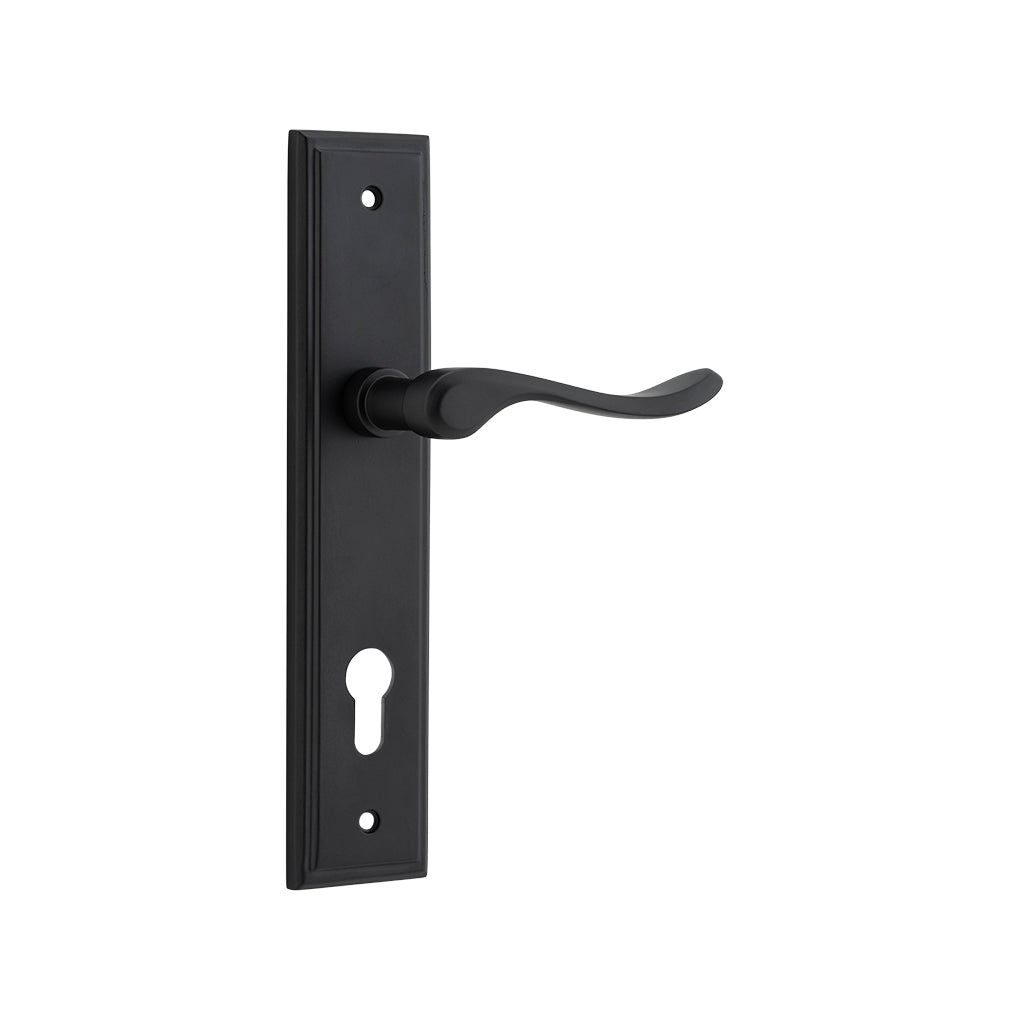 Stirling Lever - Stepped Backplate Matt Black / Entrance / Lever Set Only
